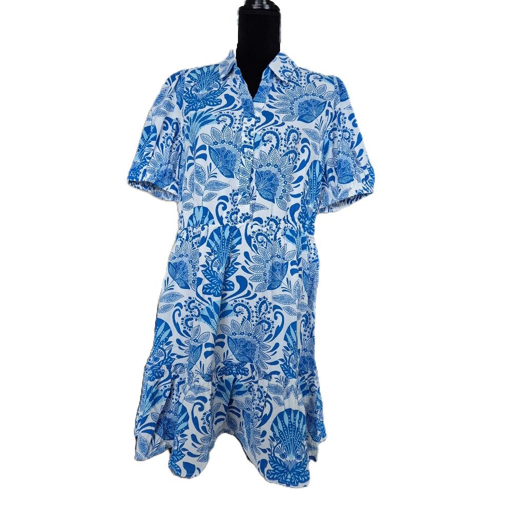2 Tone Blue and White Printed Dress by Haven Grace Shop, Size XL, NWT
